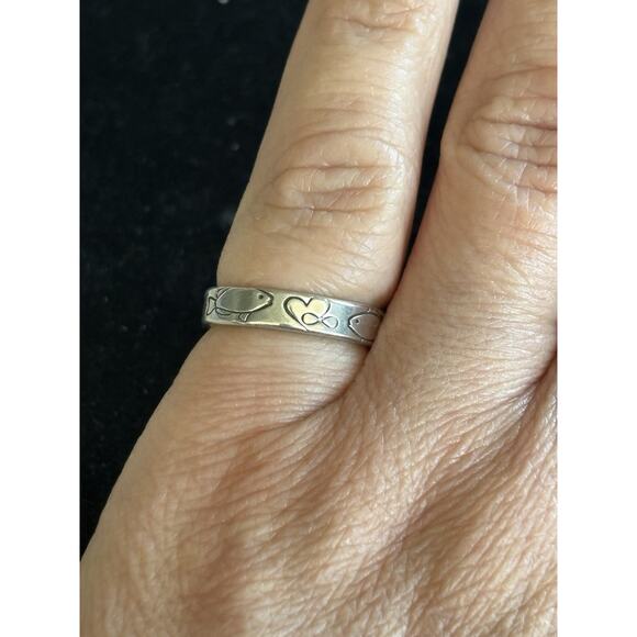 Sterling Silver Custom Design Promise Band Ring Two Fish Love Infinity 5.5 925 - Picture 6 of 8